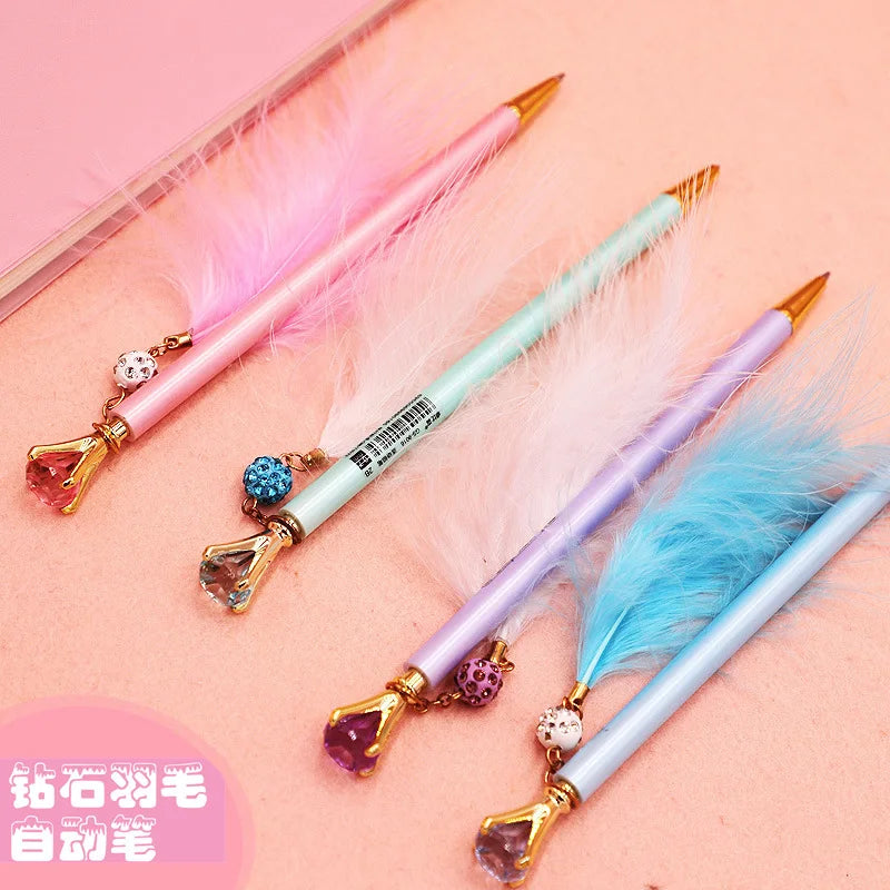 Ellen Brook Cute Press Mechanical Pencil – Feather Diamond Design