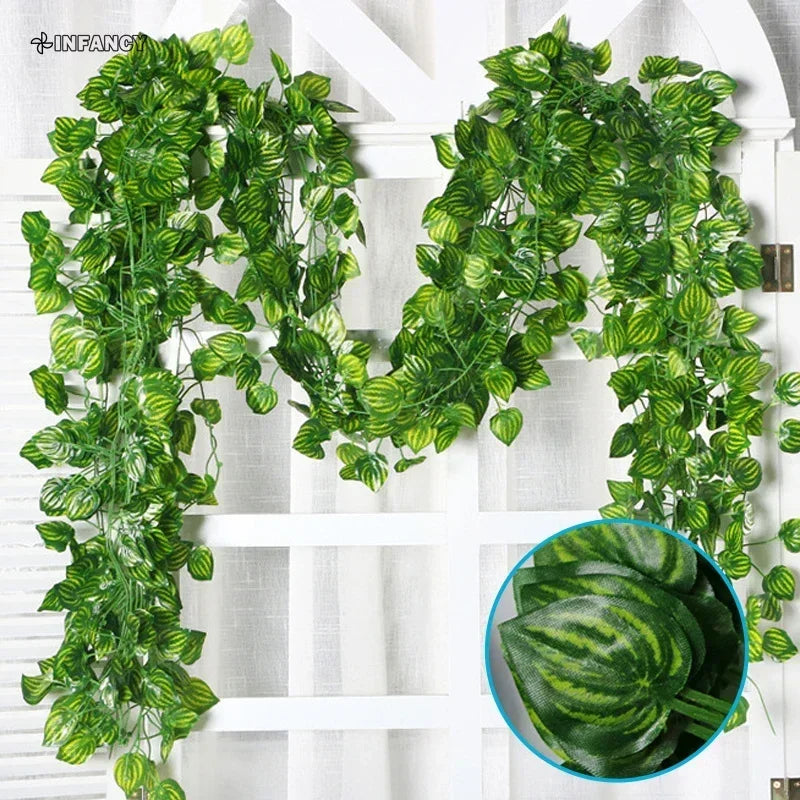 1PC 2.2M Artificial Green Silk Hanging Vines