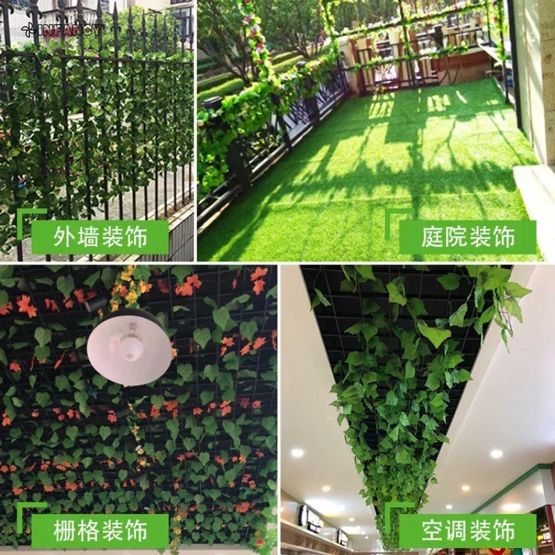 1PC 2.2M Artificial Green Silk Hanging Vines