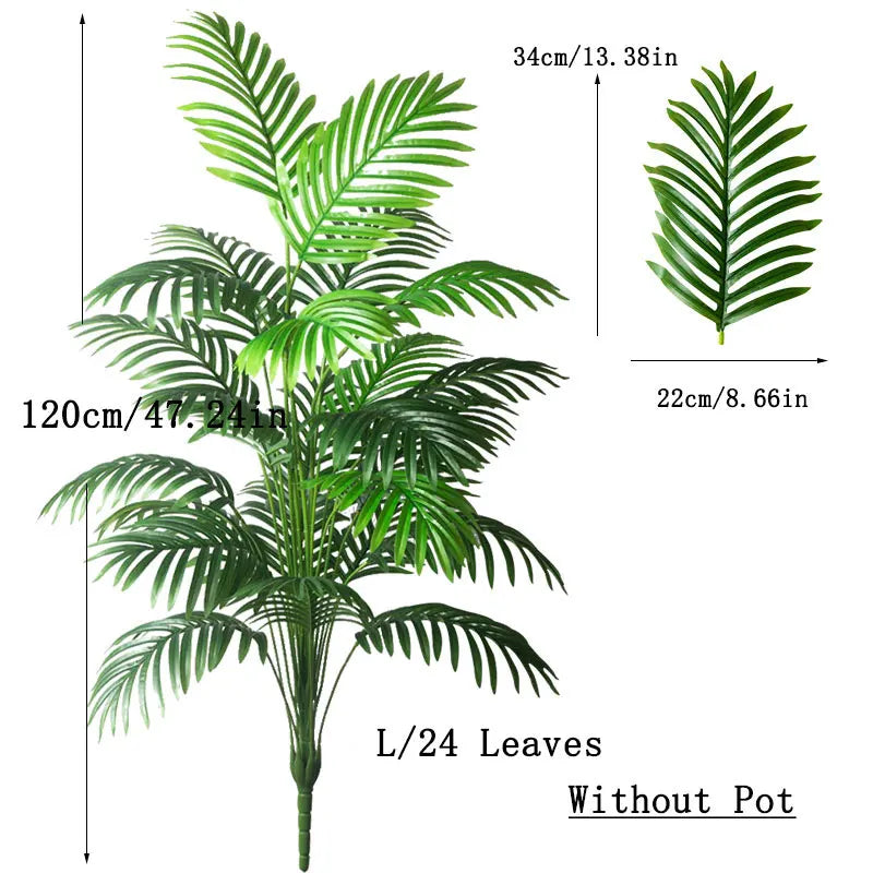 90-120cm Large Artificial Palm Tree - Tropical Fake Monstera Plant for Home & Garden Decor