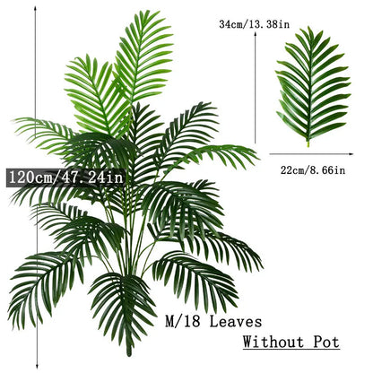 90-120cm Large Artificial Palm Tree - Tropical Fake Monstera Plant for Home & Garden Decor