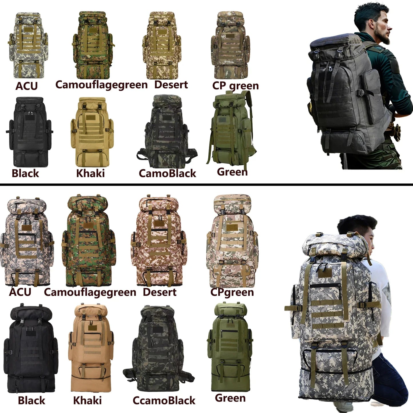 Tactical Mountaineering Backpack – Large Capacity Hiking & Travel Ba