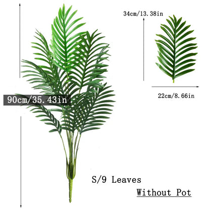 90-120cm Large Artificial Palm Tree - Tropical Fake Monstera Plant for Home & Garden Decor